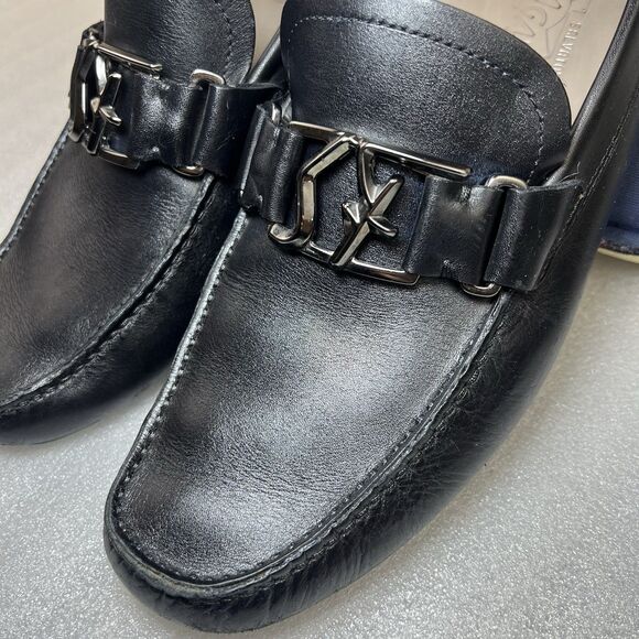 Salvatore Ferragamo PETER SF Logo Black Leather Mens Drivers Loafers Shoes 9.5D main image 15